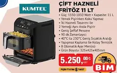 KUMTEL ÇİFT HAZNELİ FRİTÖZ AİRFRYER 11 LT KUMTEL ÇİFT HAZNELİ FRİTÖZ AİRFRYER 11 LT